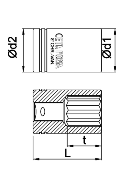 Ceta Form C22A-B09 1/2 inç 12 Köşe 3/4 inç Yıldız Lokma Anahtar - Thumbnail