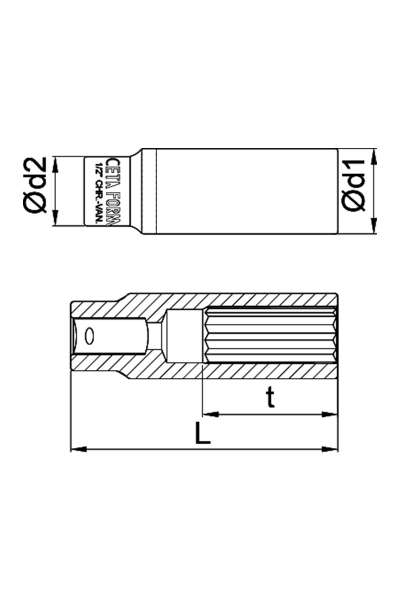 Ceta Form C24-B18 1/2 inç 12 Köşe 18mm Yıldız Derin Lokma Anahtar - Thumbnail