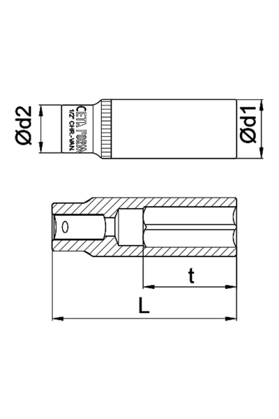 Ceta Form C24-H18 1/2 inç 6 Köşe 18mm Derin Lokma Anahtar - Thumbnail