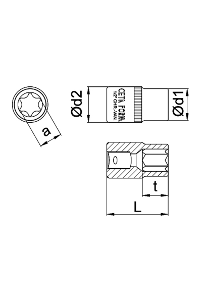 Cetaform - Ceta Form C26-12 E12 Dış Torx Lokma Anahtar Ceta Form C26-12 E12 Dış Torx Lokma Anahtar - Thumbnail