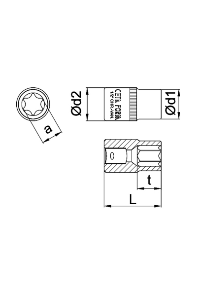 Cetaform - Ceta Form C26-16 E16 Dış Torx Lokma Anahtar Ceta Form C26-16 E16 Dış Torx Lokma Anahtar - Thumbnail