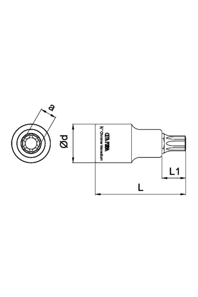Ceta Form C28S-T60 1/2 inç T60x55mm Kısa Tip Torx Uçlu Lokma - Thumbnail