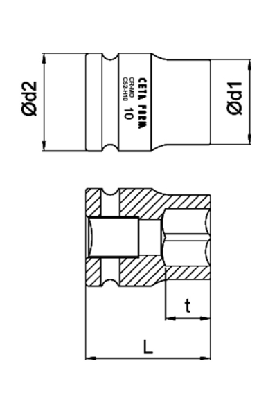 Ceta Form C52-H10 1/4 inç 6 Köşe 10mm Havalı Lokma Anahtar - Thumbnail
