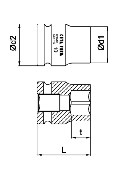 Ceta Form C52R-H14 3/8 inç 14mm 6 Köşe Havalı Lokma Anahtar - Thumbnail