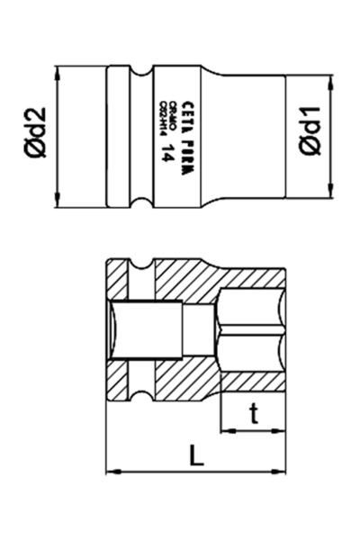 Ceta Form C62-H21 1/2 inç 6 Köşe 21mm Havalı Lokma Anahtar - Thumbnail