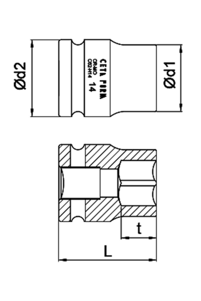 Ceta Form C62-H32 1/2 inç 6 Köşe 32mm Havalı Lokma Anahtar - Thumbnail