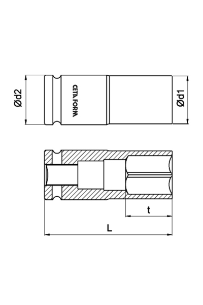 Ceta Form C74-H30 3/4 inç 6 Köşe 30mm Derin Havalı Lokma Anahtar - Thumbnail