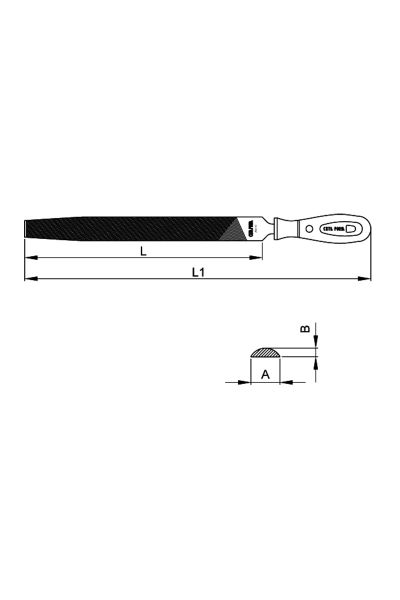 Ceta Form J56-312H İnce Diş Ergo Saplı 12 inç 300mm Yarım Yuvarlak Eğe - Thumbnail