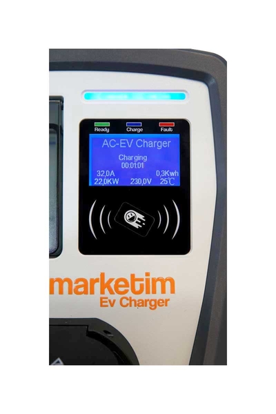 Elektromarketim EMEV 22kW 3 Faz 32A Tip 2 Soketli Elektrikli Araç Şarj İstasyonu - Thumbnail