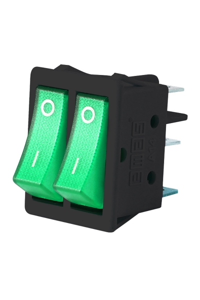 Emas - Emas A12B1Y11 1NA 1NA 30x22mm Siyah Gövdeli Terminalli Işıklı Switch