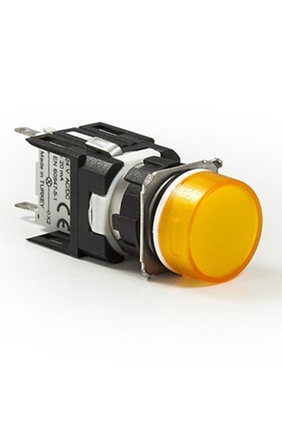 Emas D080YXS 16mm Sarı D Tipi Led Yuvarlak Sinyal Lambası - Thumbnail