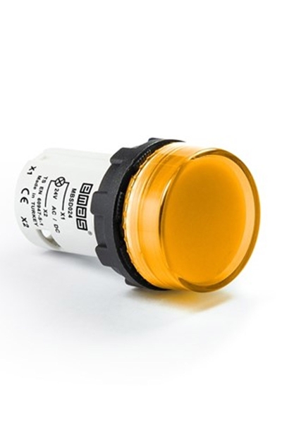 Emas MBSD024S 24V AC/DC Sarı Düz Cam Ledli Monoblok Sinyal Lambası