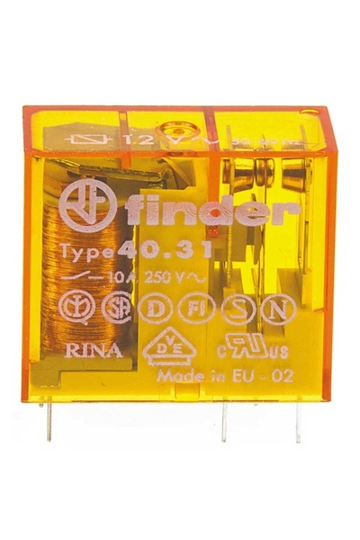 Finder - Finder 40.31.8.012.0000 1CO 10A 12V AC Minyatür Pcb Röle Finder 40.31.8.012.0000 1CO 10A 12V AC Minyatür Pcb Röle - Thumbnail