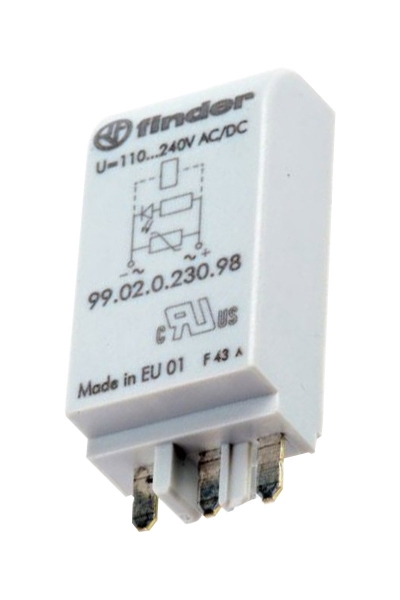 Finder 99.02.0.230.98 Yeşil Led Varistör 110 240V AC DC Modül - Thumbnail