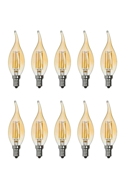 Global K2 KES600 10 Adet 4W E14 2700K Sarı Led Flamanlı Kıvrık Buji Rustik Ampul - Thumbnail