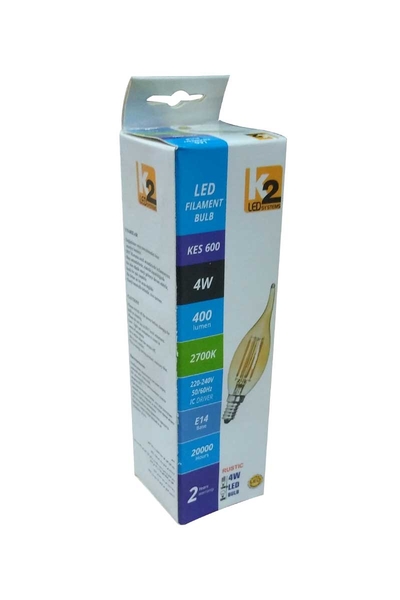 Global K2 KES600 4W E14 2700K Sarı Led Flamanlı Kıvrık Buji Rustik Ampul - Thumbnail (2)
