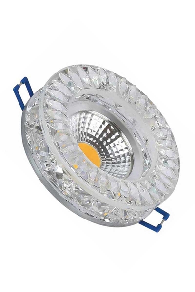 Global K2 KKS158 5W 3000K Günışığı Yuvarlak Beyaz Cam Kristal Led Spot Armatür - Thumbnail