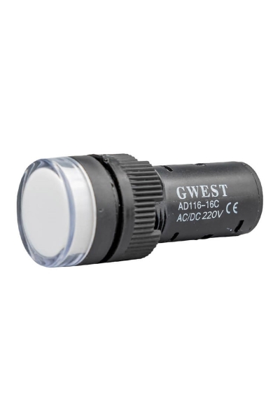 Gwest - Gwest 16-110V-B 110V 16mm Beyaz Ledli Sinyal Lambası