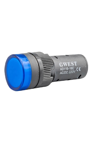 Gwest - Gwest 16-110V-M 110V 16mm Mavi Ledli Sinyal Lambası