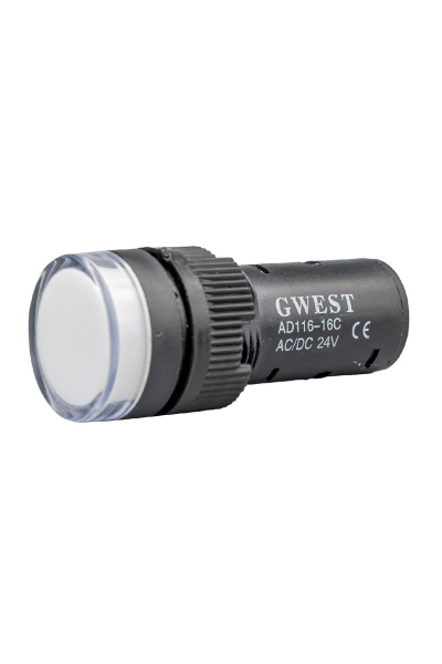 Gwest - Gwest 16-24V-B 24V 16mm Beyaz Ledli Sinyal Lambası Gwest - Gwest 16-24V-B 24V 16mm Beyaz Ledli Sinyal Lambası
