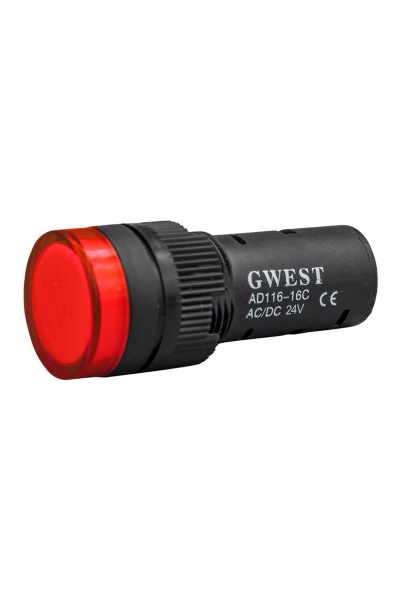 Gwest - Gwest 16-24V-K 24V 16mm Kırmızı Ledli Sinyal Lambası