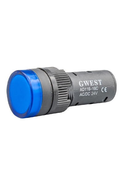Gwest - Gwest 16-24V-M 24V 16mm Mavi Ledli Sinyal Lambası
