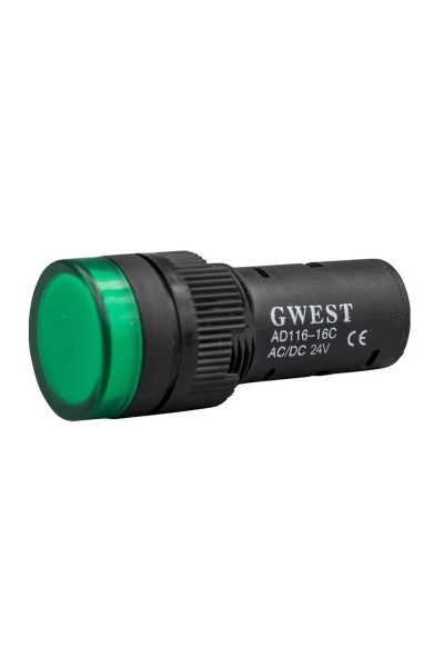 Gwest - Gwest 16-24V-Y 24V 16mm Yeşil Ledli Sinyal Lambası