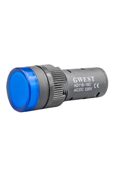 Gwest - Gwest 16-M 220V 16mm Mavi Ledli Sinyal Lambası