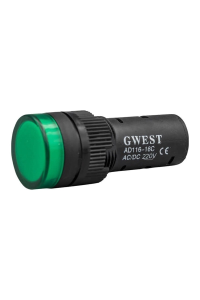 Gwest 16-Y 220V 16mm Yeşil Ledli Sinyal Lambası - Thumbnail