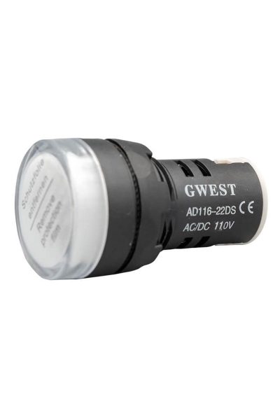 Gwest - Gwest 22-110V-B 110V 22mm Beyaz Ledli Sinyal Lambası