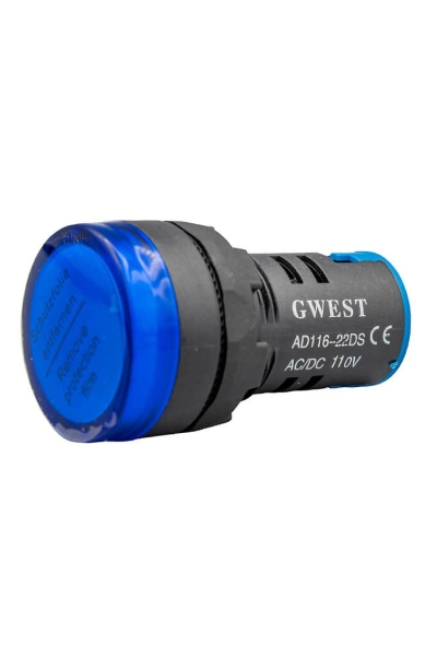 Gwest - Gwest 22-110V-M 110V 22mm Mavi Ledli Sinyal Lambası