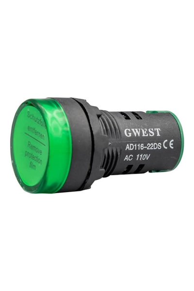 Gwest - Gwest 22-110V-Y 110V 22mm Yeşil Ledli Sinyal Lambası