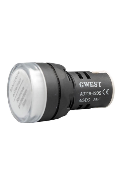 Gwest - Gwest 22-24V-B 24V 22mm Beyaz Ledli Sinyal Lambası