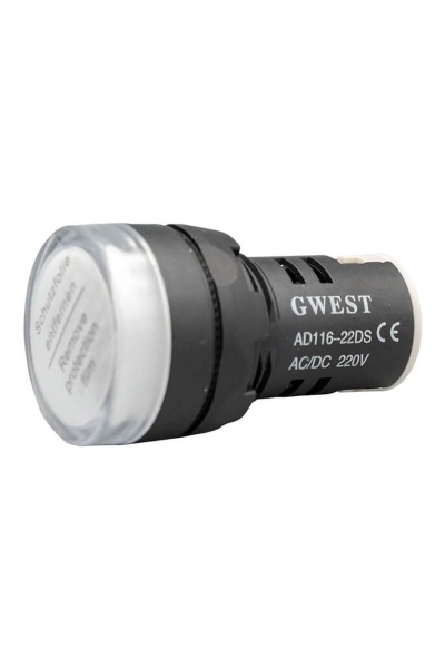Gwest 22-B 220V 22mm Beyaz Ledli Sinyal Lambası - Thumbnail