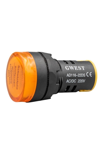 Gwest 22-S 220V 22mm Sarı Ledli Sinyal Lambası - Thumbnail