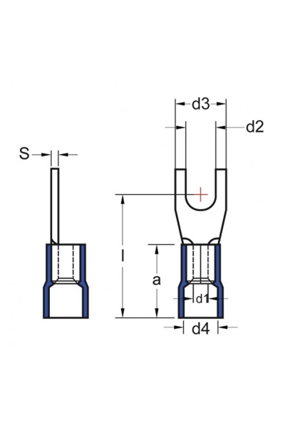 Gwest GÇU-4006 4.0-6.0mm2 100 Adet Çatal Tip İzoleli Kablo Ucu - Thumbnail