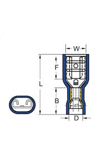 Gwest GFFD-2488 200 Adet 1.5-2.5mm2 Mavi Tam İzoleli Dişi Faston Tip Kablo Ucu - Thumbnail