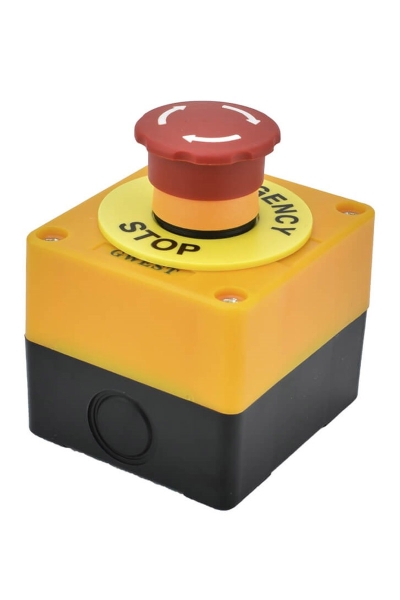 Gwest LAY2-KSE542 Tekli Sarı-Siyah Mantar Acil Stop Buton Kutusu - Thumbnail