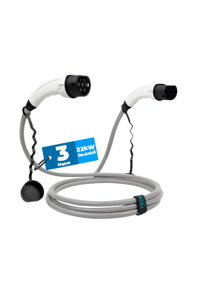 Hims EMEF-22T2-GB-3 22kW Tip 2 Soketli Gri 3m Elektrikli Araç Şarj Kablosu - Thumbnail