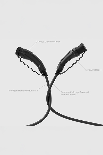Hims EMEF-22T2-SS-16 22kW Tip 2 Siyah Soketli 16m Elektrikli Araç Şarj Kablosu - Thumbnail