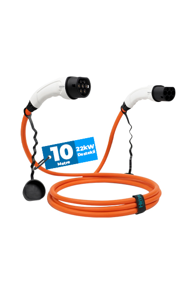 Hims EMEF-22T2-TB-10 22kW Tip 2 Soketli Turuncu 10m Elektrikli Araç Şarj Kablosu - Thumbnail