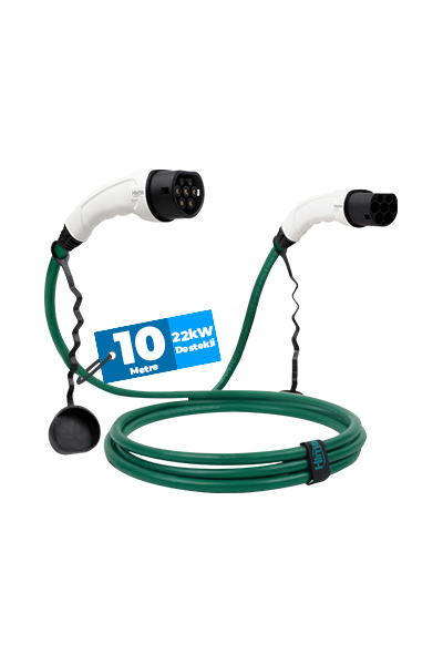 Hims EMEF-22T2-YB-10 22kW Tip 2 Soketli Yeşil 10m Elektrikli Araç Şarj Kablosu - Thumbnail