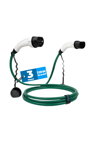 Hims EMEF-22T2-YB-3 22kW Tip 2 Soketli Yeşil 3m Elektrikli Araç Şarj Kablosu - Thumbnail
