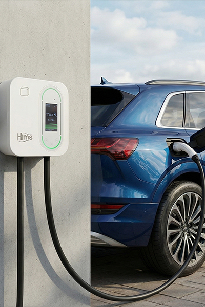 Hims HCDKB-22 22kw Destekli 5m Kablolu Smart Beyaz Elektrikli Araç Şarj İstasyonu - Thumbnail