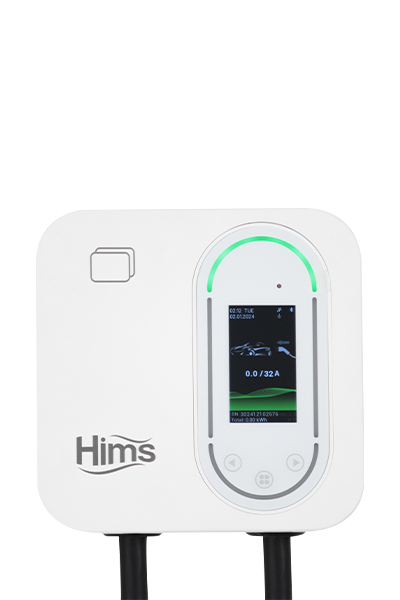 Hims HCDKB-22 22kw Destekli 5m Kablolu Smart Beyaz Elektrikli Araç Şarj İstasyonu - Thumbnail