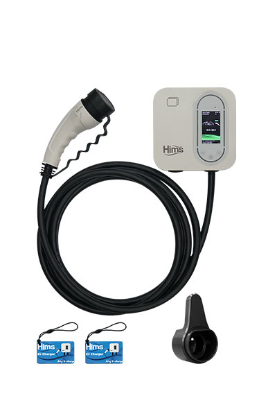 Hims HCDKB-22 22kW Tip 2 Soketli 5m Kablolu Beyaz Smart Elektrikli Araç Şarj İstasyonu - Thumbnail