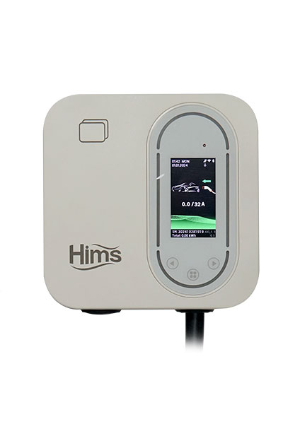 Hims HCDKB-22 22kW Tip 2 Soketli 5m Kablolu Beyaz Smart Elektrikli Araç Şarj İstasyonu - Thumbnail