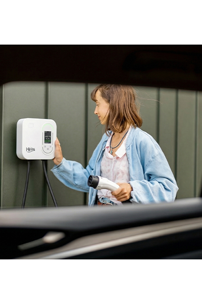 Hims HCDKB-22 22kW Tip 2 Soketli 5m Kablolu Beyaz Smart Elektrikli Araç Şarj İstasyonu - Thumbnail