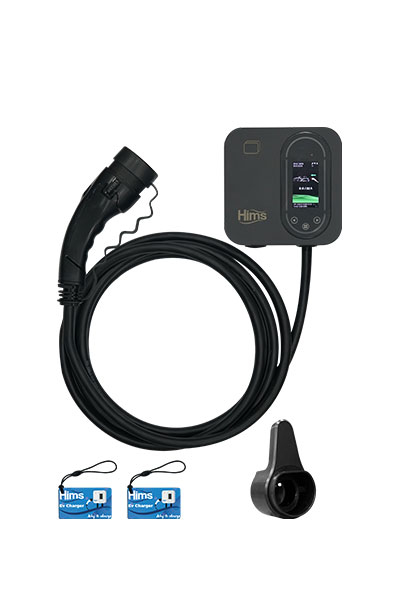 Hims HCDKS-22 22kW Tip 2 Soketli 5m Kablolu Siyah Smart Elektrikli Araç Şarj İstasyonu - Thumbnail