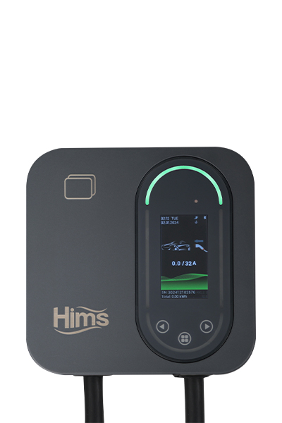 Hims HCDKS-22 22kW Tip 2 Soketli 5m Kablolu Siyah Smart Elektrikli Araç Şarj İstasyonu - Thumbnail